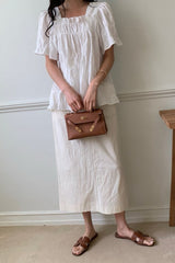 Smocked Square Neck Blouse