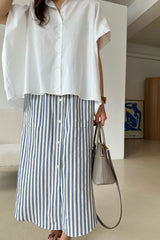Stripe Pocket Button Skirt