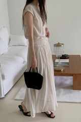 Summer Cardigan Pleat Set