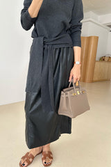 Stitch Leather Skirt