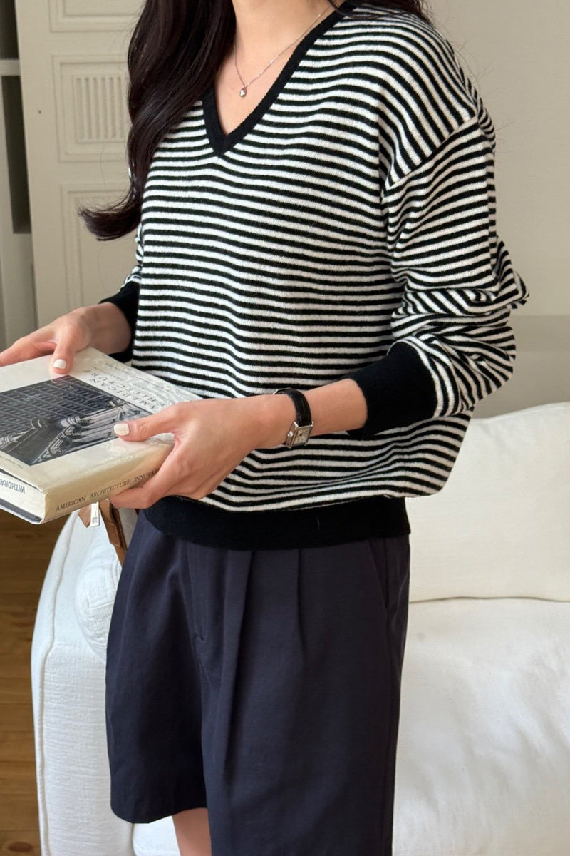 Stripe V-Neck Knit