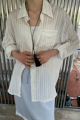 Linen Stripe Loose Shirt
