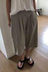 Wide Leg Cotton Half Pant