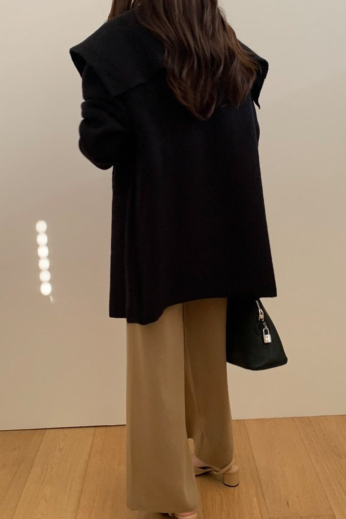 Wide Shawl Collar Knit Coat (separate belt included)