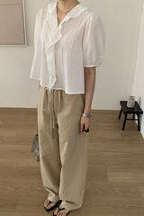 Pintuck Ruffle Blouse
