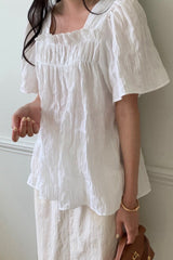 Smocked Square Neck Blouse