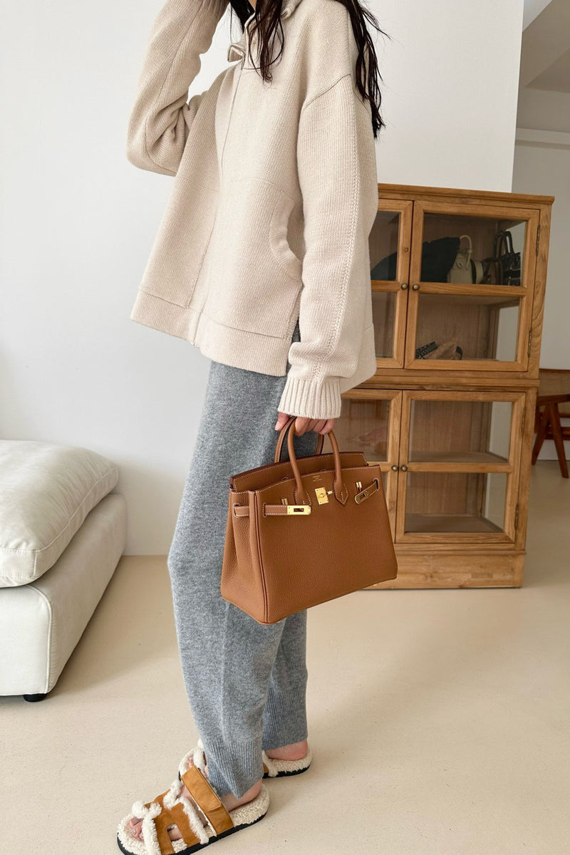 Wool Collar Zip Up Cardigan