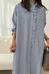 Stripe Frill Shirt Dress