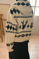 Jacquard Hoodie Cardigan