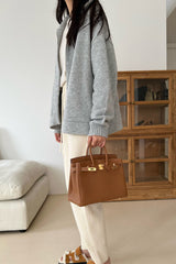 Wool Collar Zip Up Cardigan