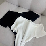 Asymmetric Off-Shoulder Knit Top