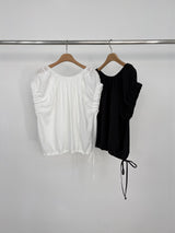 Ruffle Sleeve Drawstring Blouse