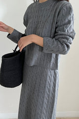 Cable Knit Skirt Set