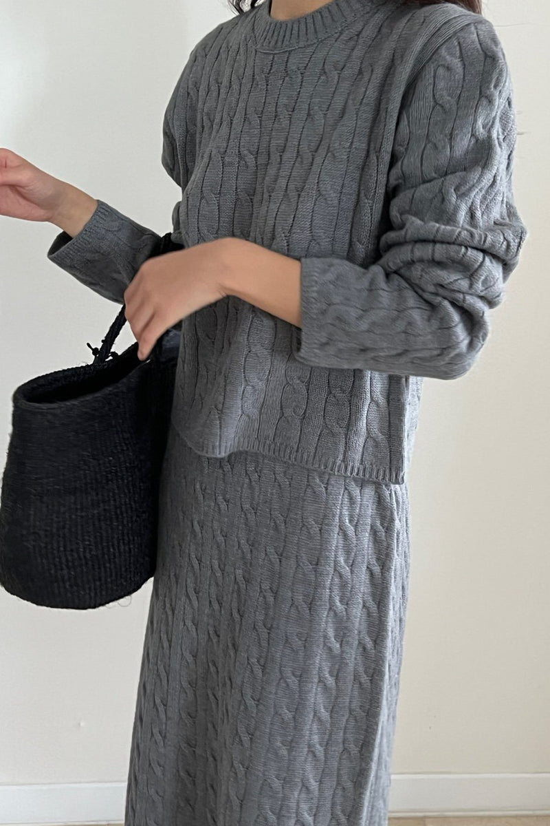 Cable Knit Skirt Set