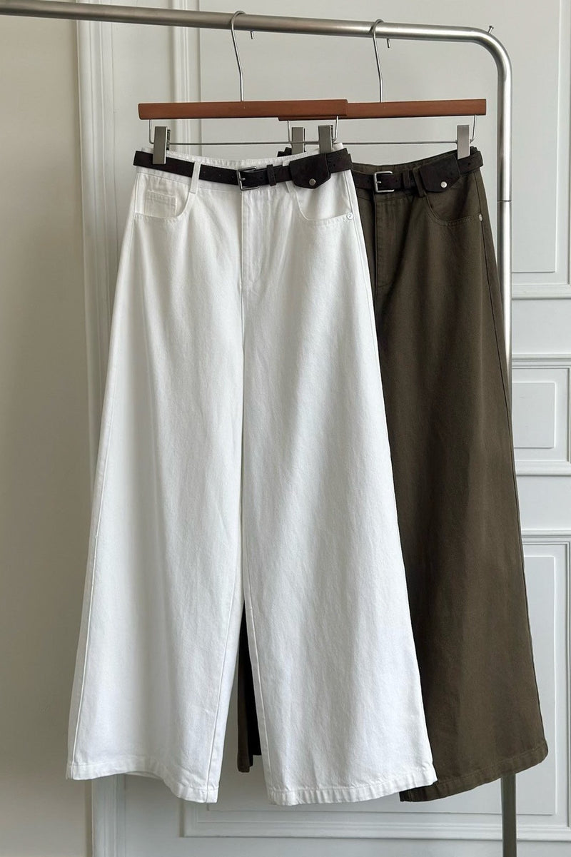 Classic Belted Wide Pants (Belt included)