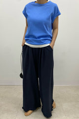 Linen Frill Wide Pants