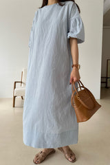 Puff Sleeve Linen Dress