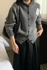 Superfine Wool Button Cardigan