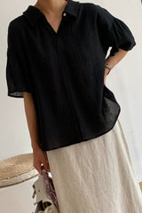 Button Linen Yoru Blouse