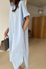 Cuff Sleeve Long Shirt Dress