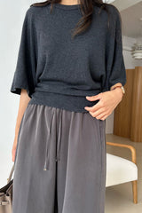 Shirring Wide Knit Tee