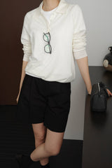 Silk Wool Collar Button Knit