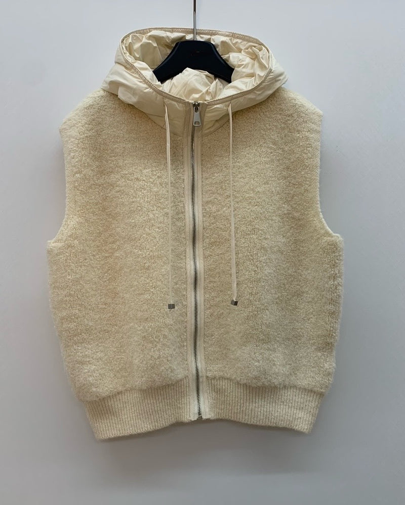 Boucle Hood Zip-Up Vest