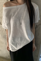 Stripe Off-Shoulder Tee