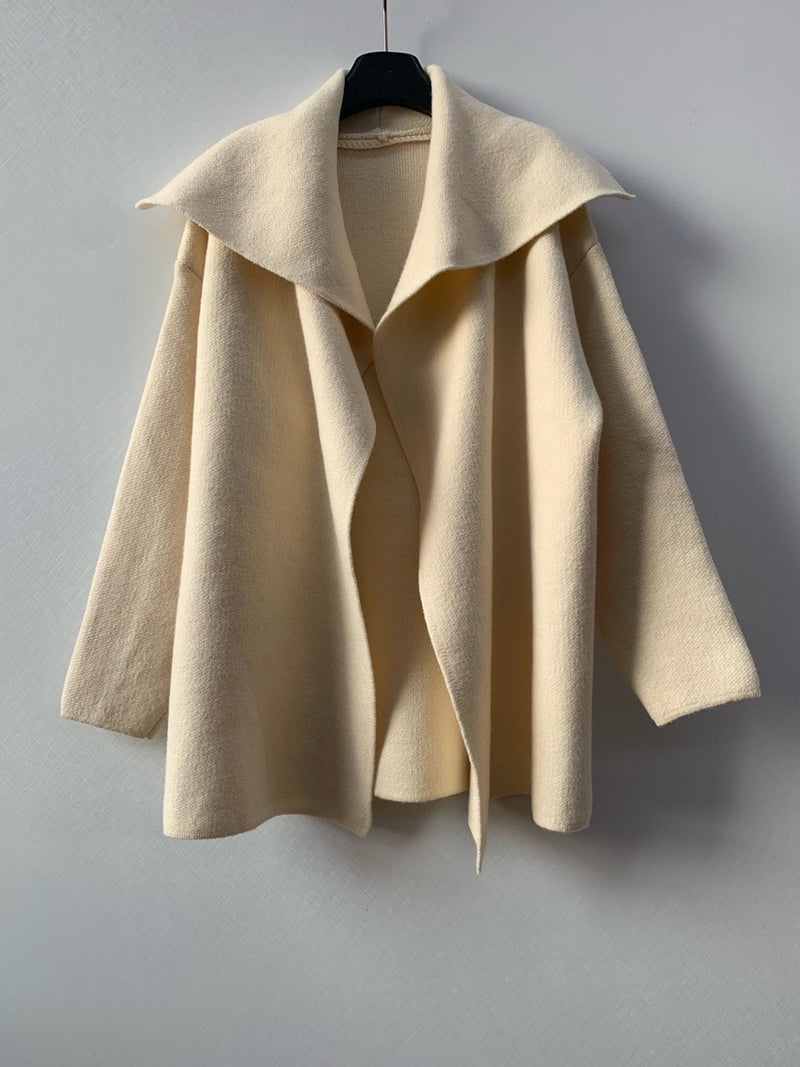Wide Shawl Collar Knit Coat (separate belt included)