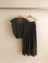 Summer Cardigan Pleat Set