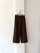 Delight Knit Pants in Brown, women's knit wide leg banding pants