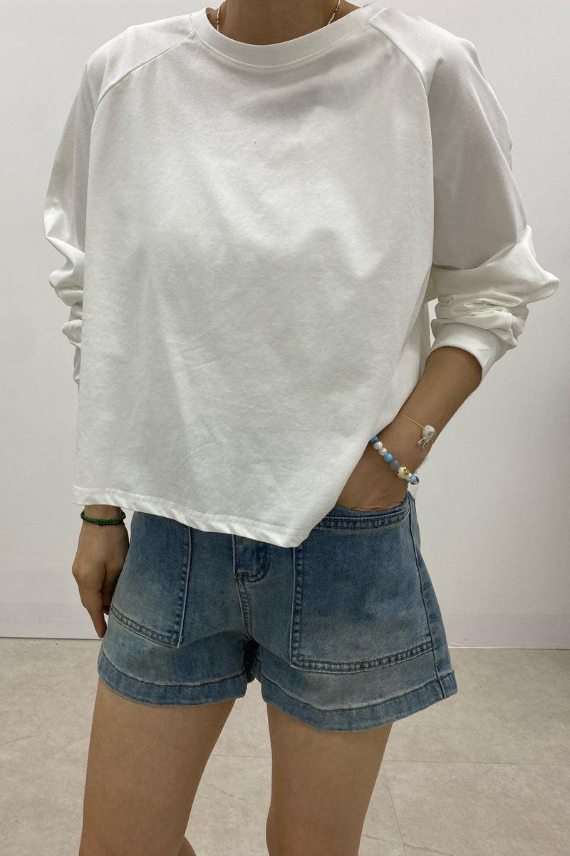 Casual Raglan Crop Tee