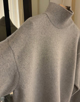 Flora Wool Turtleneck in Grey, women's wool turtleneck sweater