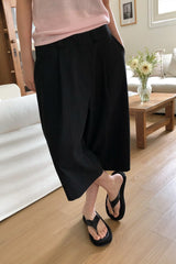 Wide Leg Cotton Half Pant