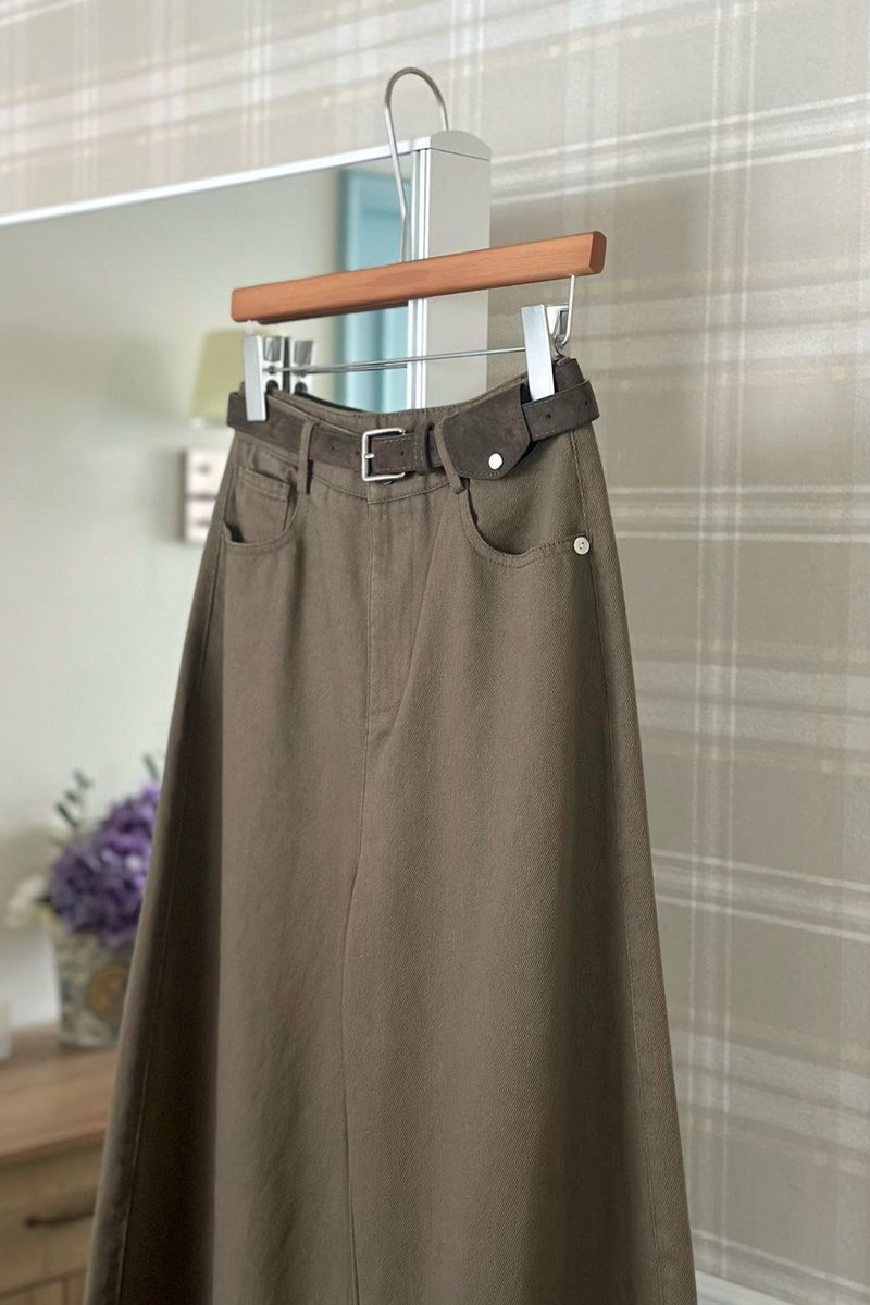 Classic Belted Wide Pants (Belt included)