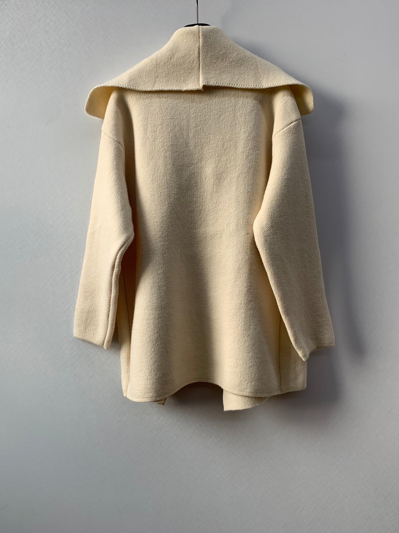 Wide Shawl Collar Knit Coat (separate belt included)