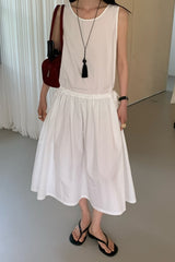 Drawstring Waist Gathered Dress