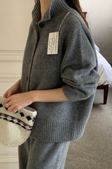 Superfine Wool Button Cardigan