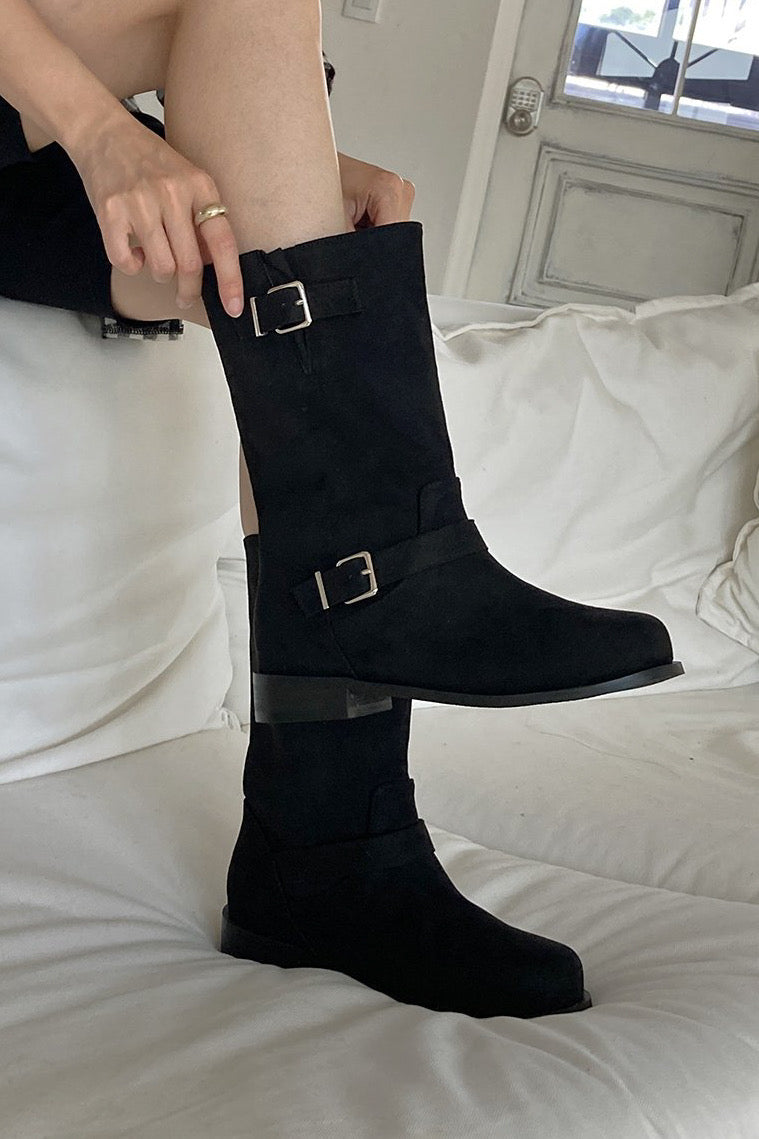 Suede Buckle Boot