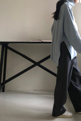 Side Slit Turtleneck Sweater