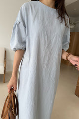 Puff Sleeve Linen Dress