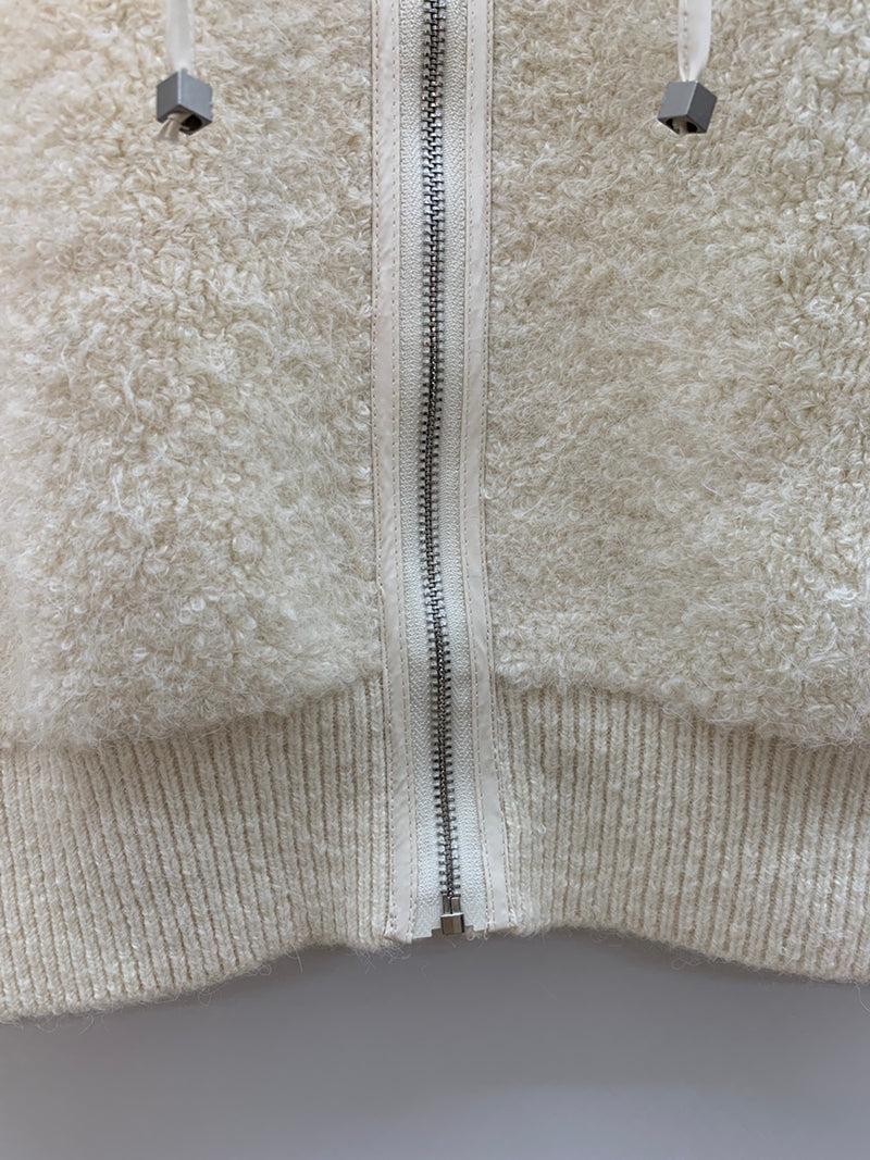 Boucle Hood Zip-Up Vest