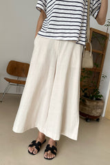 Back Zip Banding Wide Leg Pants