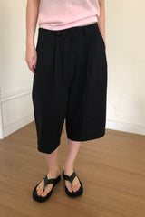 Wide Leg Cotton Half Pant