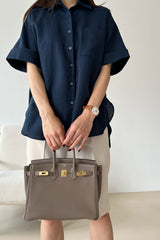 Back Shirring Linen Shirt