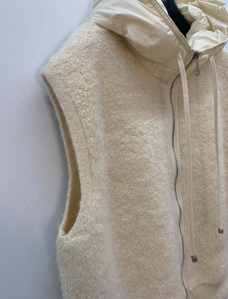 Boucle Hood Zip-Up Vest