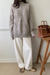 Rabbit Wool Zip Up in Brown, women's knit zip up cardigan