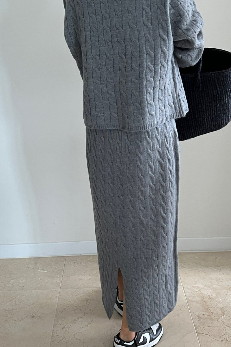 Cable Knit Skirt Set