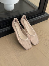 Mesh Square-Toe Flats
