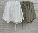 Shirred Neck Volume Sleeve Blouse